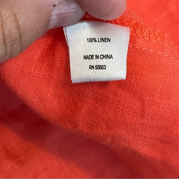 For Cynthia Top Lagenlook 100% Linen Coral Ruffle Sleeves Excellent Condition L - Picture 5 of 5